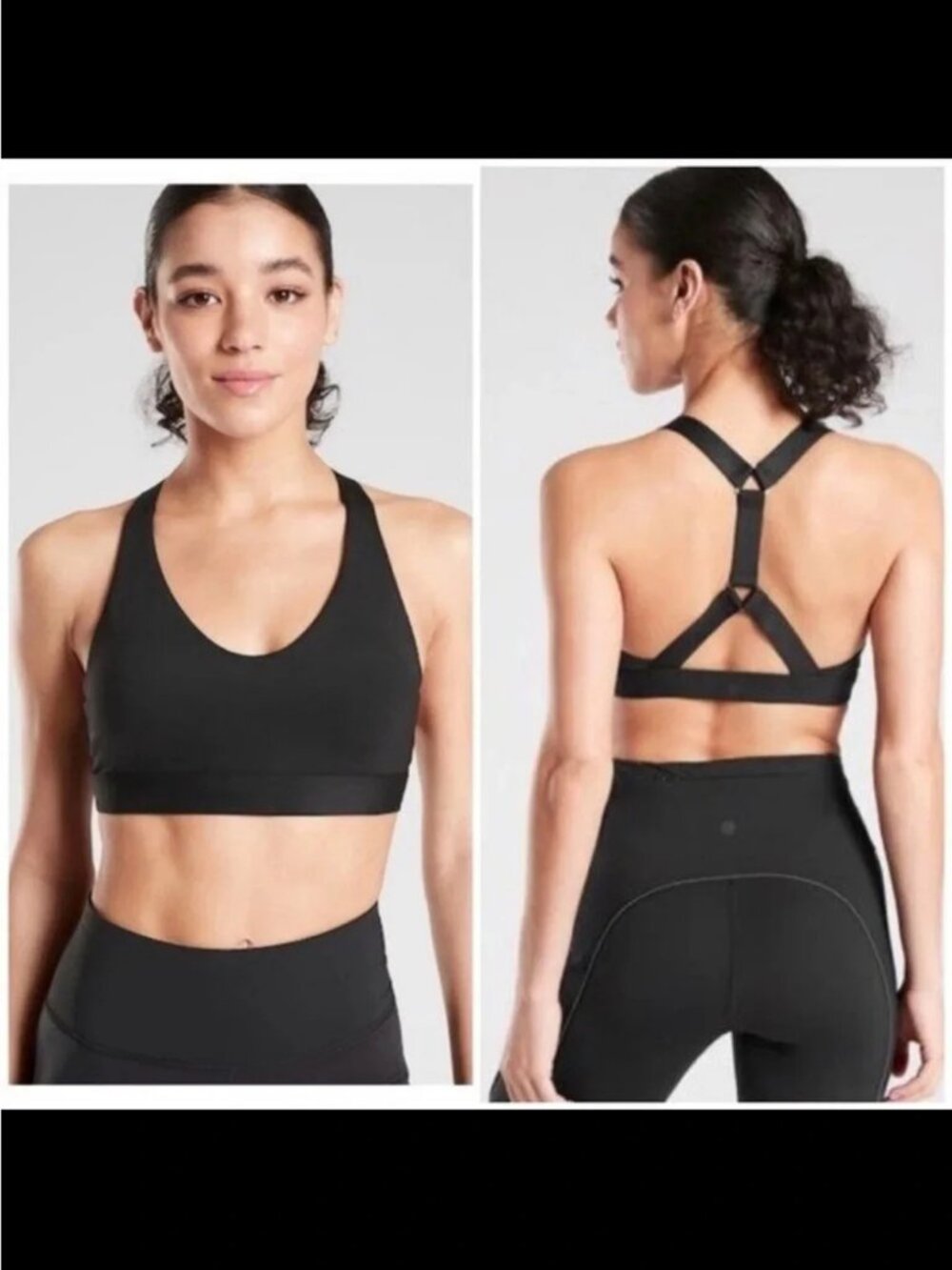 Athleta Black Ascent Cross Strap Sport Bra Size S